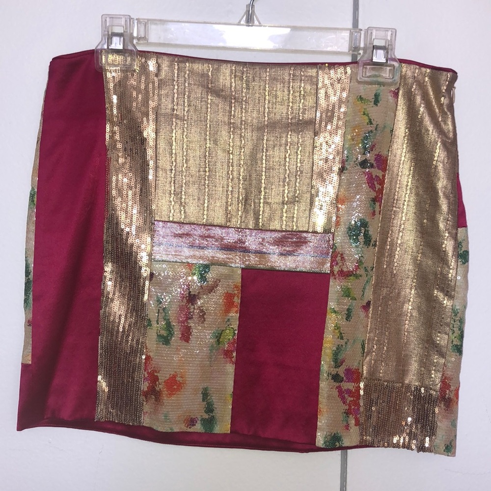 BNWT DVF women’s size 6 pink rainbow silk linen skirt